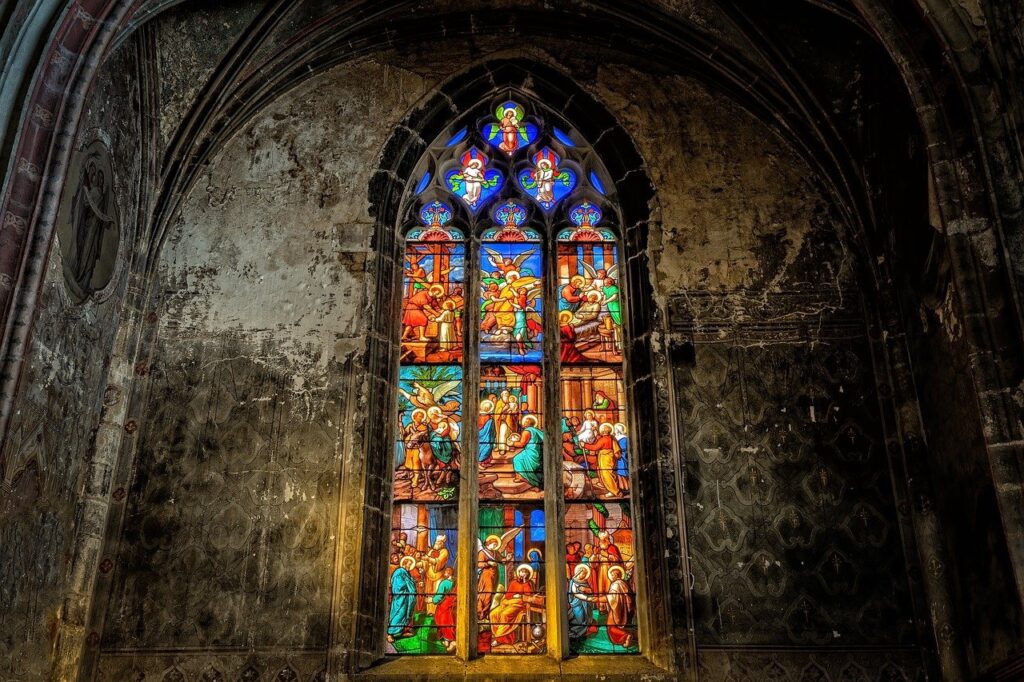 church, window, colorful